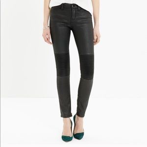 Madewell Skinny Skinny Black Moto Jeans Coated s25